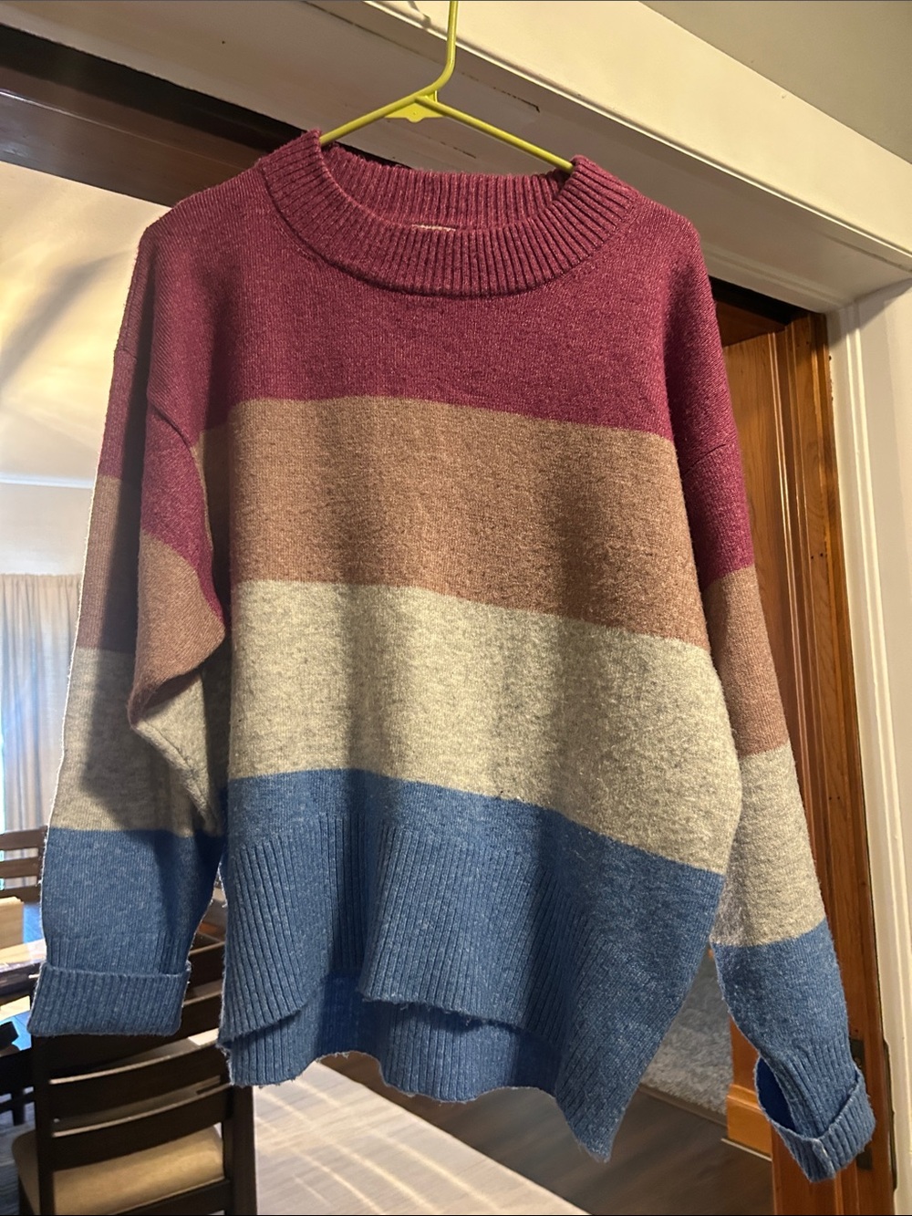a new day Crewneck Sweater in Pink, Brown, Gray, Blue Colorblock